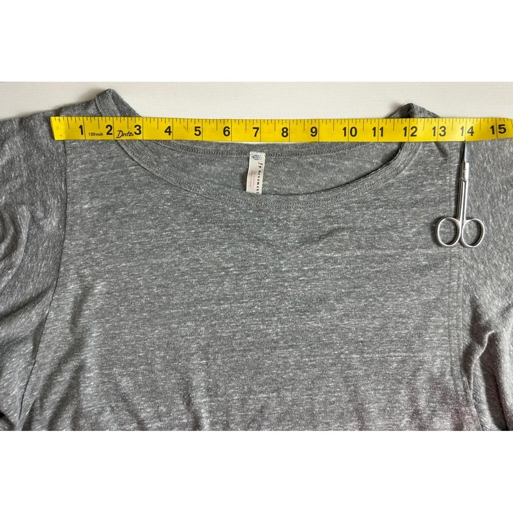 FP Movement Free People Gray Flutter Sleeve Crop Top Large Scoop Neck Boxy Tee - Picture 3 of 9